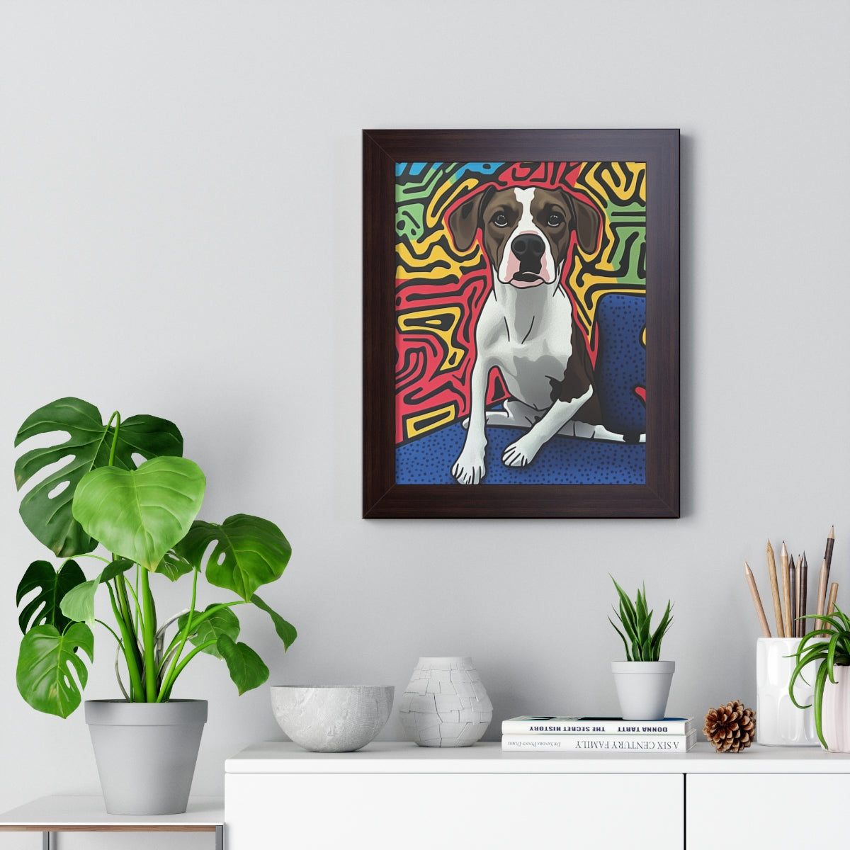 The Activist Custom Pet Portrait Walnut Frame On Wall