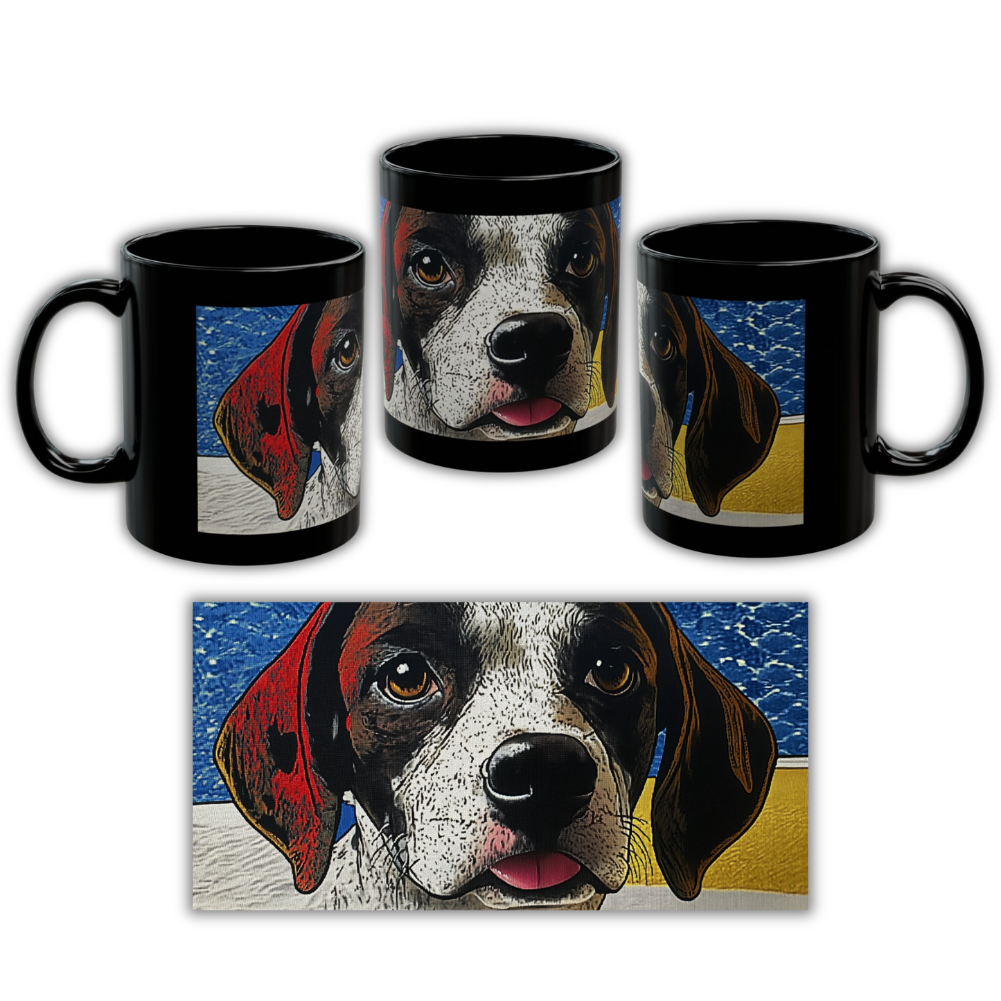 The Comic Custom Pet Portrait Black Mug