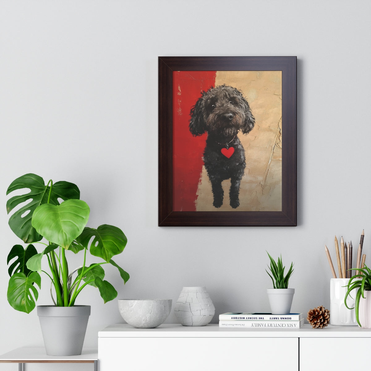 The Street Pet Portrait Walnut Frame On Wall
