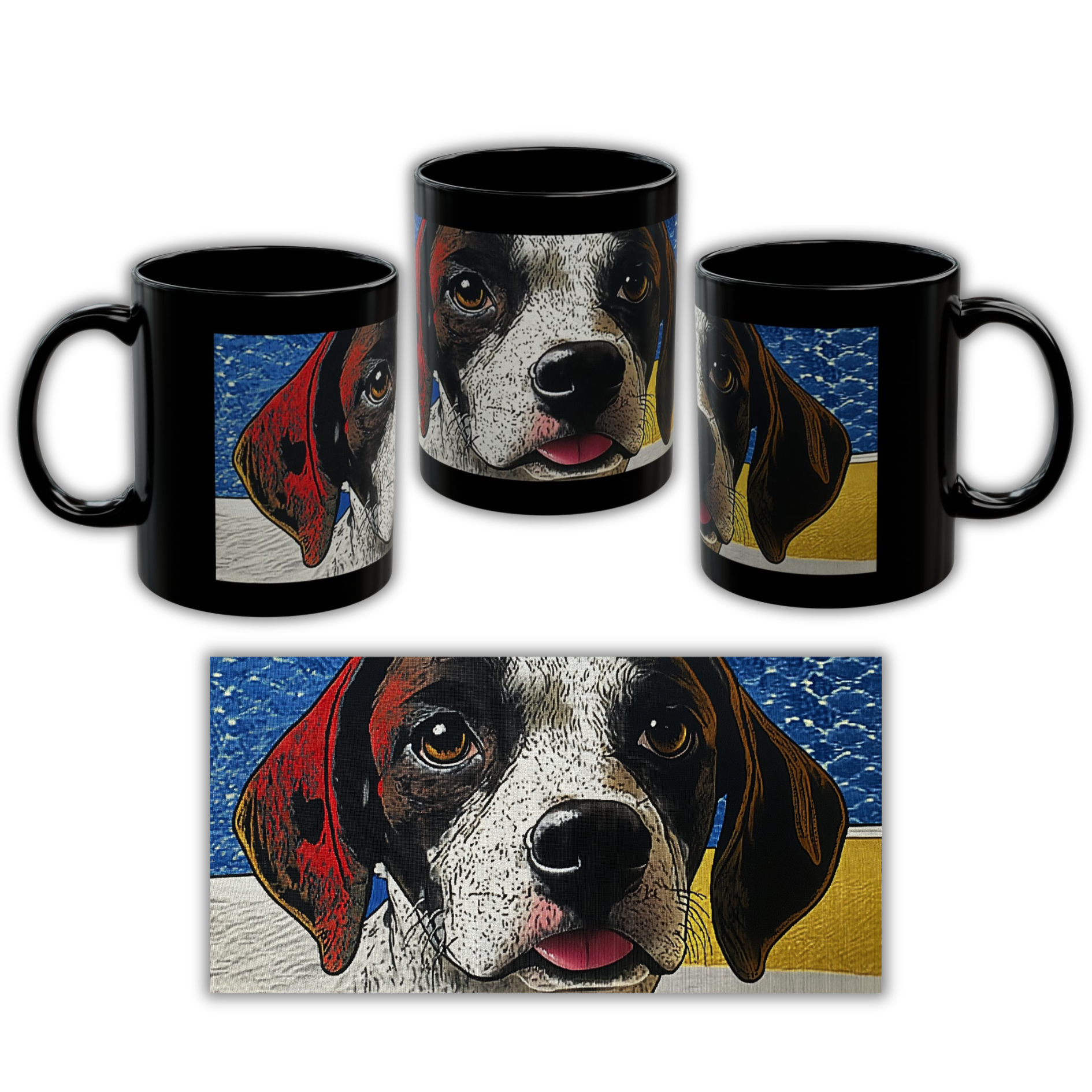 The Comic Custom Pet Portrait Black Mug