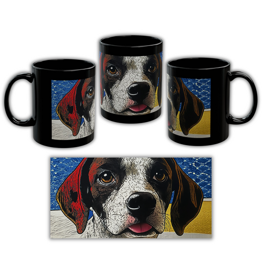 The Comic Custom Pet Portrait Black Mug