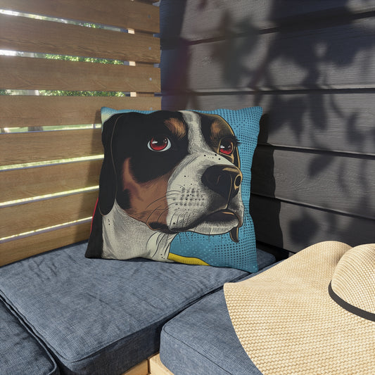 The Comic Custom Pet Portrait Outdoor Throw Pillow 16X16