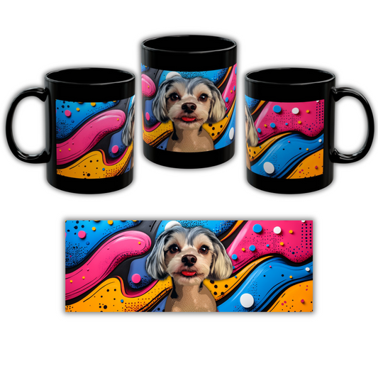 The Pop Icon Custom Pet Portrait Black Mug