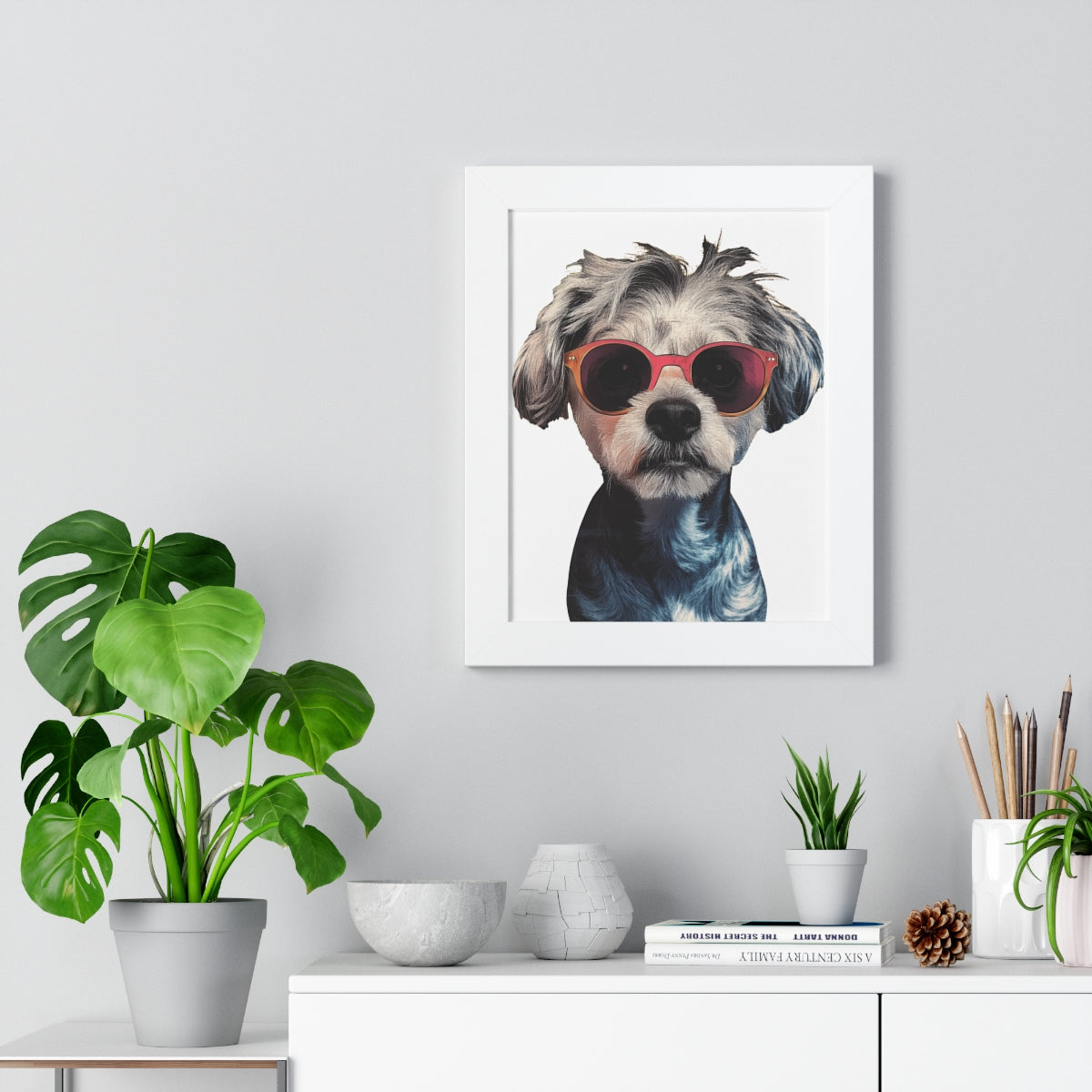 The Pop Icon Custom Pet Portrait White Frame On Wall